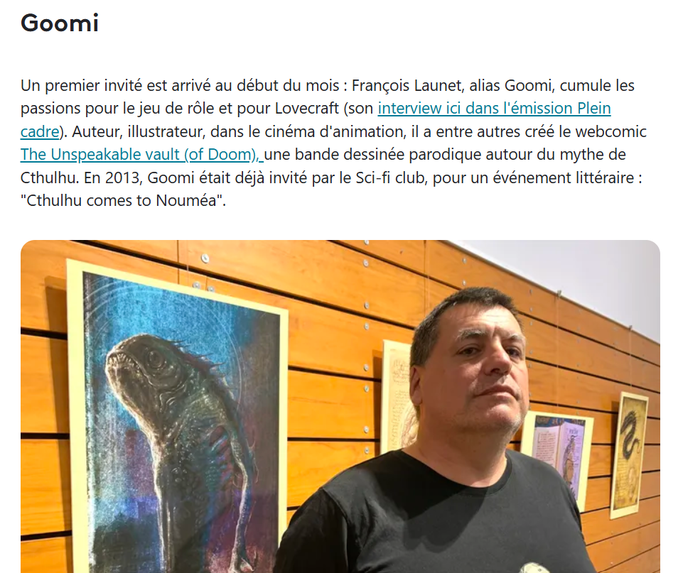 Un immense MERCI à Nouvelle-calédonie la 1ère pour son article sur le Weekend Geek et l’interview de François Launet !